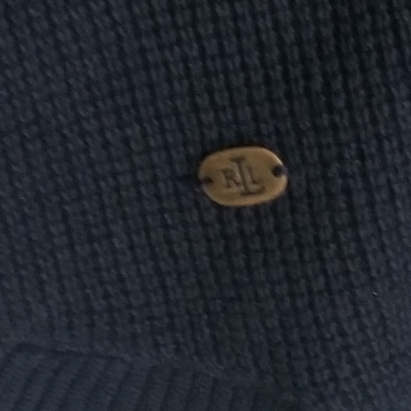 Lauren Ralph Lauren Navy Waffle Cotton Knit Top - Picture 7 of 11